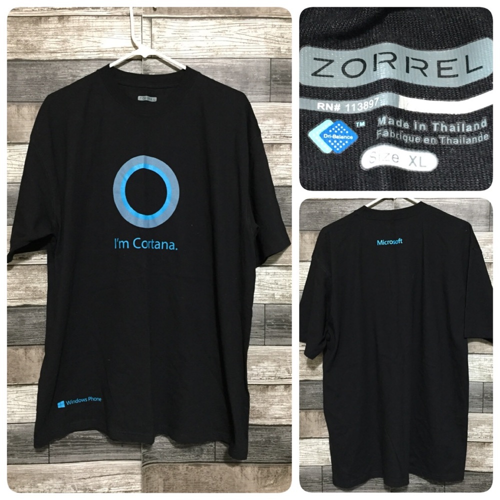 Zorrel Windows Phone I’m Cortana T Shirt Men’s XL Black Short Sleeve